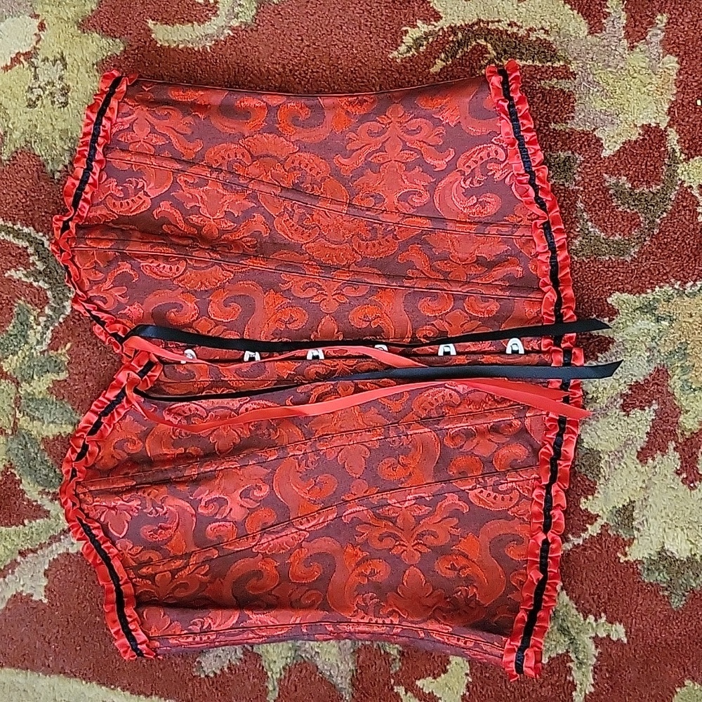 Red and black overbust corset